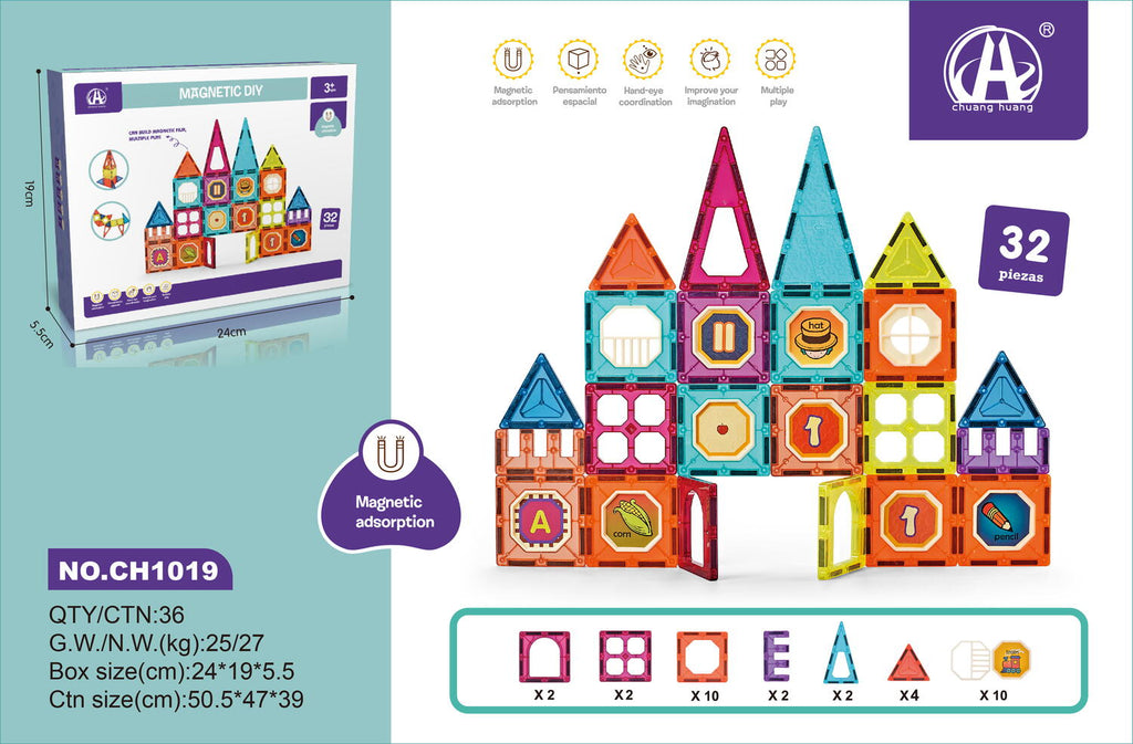 Set de constructie magnetic - 32 piese (7.5 cm)