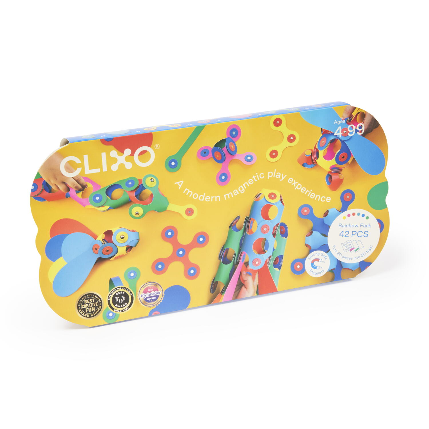 Clixo® joc magnetic de construit - Curcubeu (42 piese)
