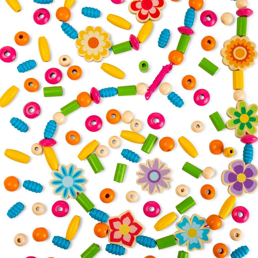 Set de creatie din lemn - Bijuterii cu floricele