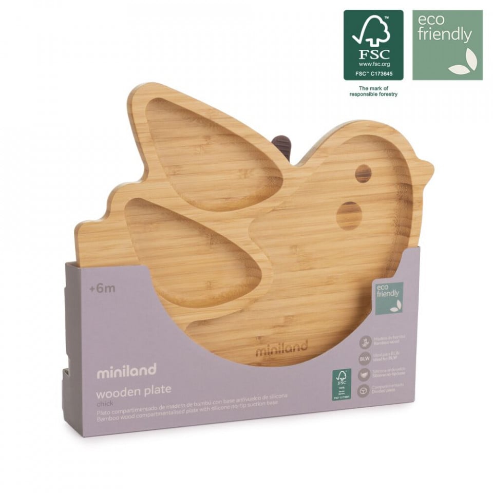 Miniland Chick divided plate with silicone base