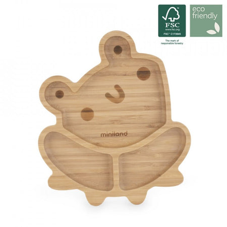 Farfuriuta compartimitata cu baza din silicon Miniland Frog