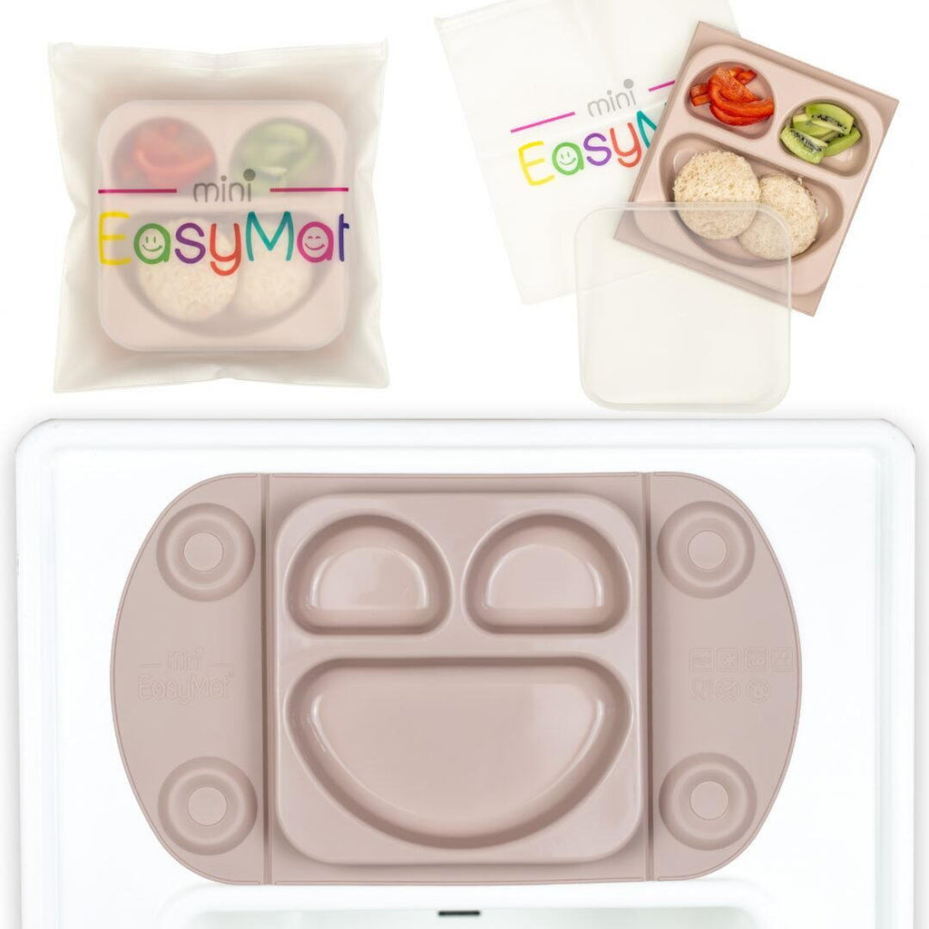 Set farfurie diversificare & gentuta gustare (sand/mauve)