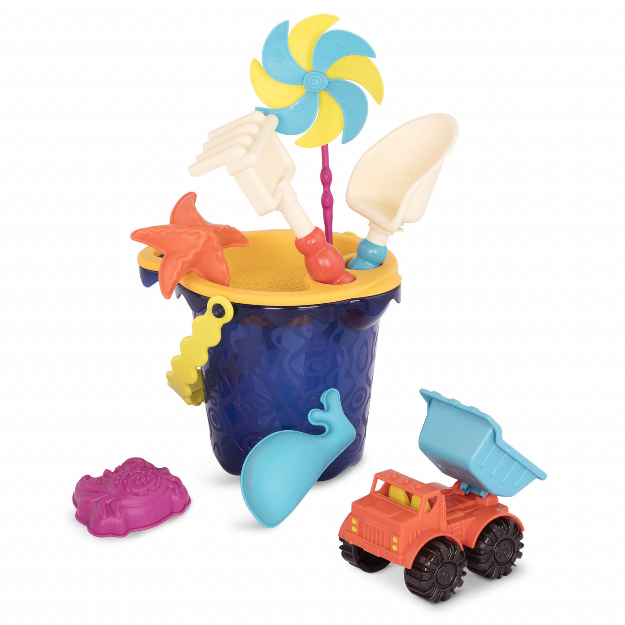 B.Toys Blue 9-Piece Sand Play Set Bucket