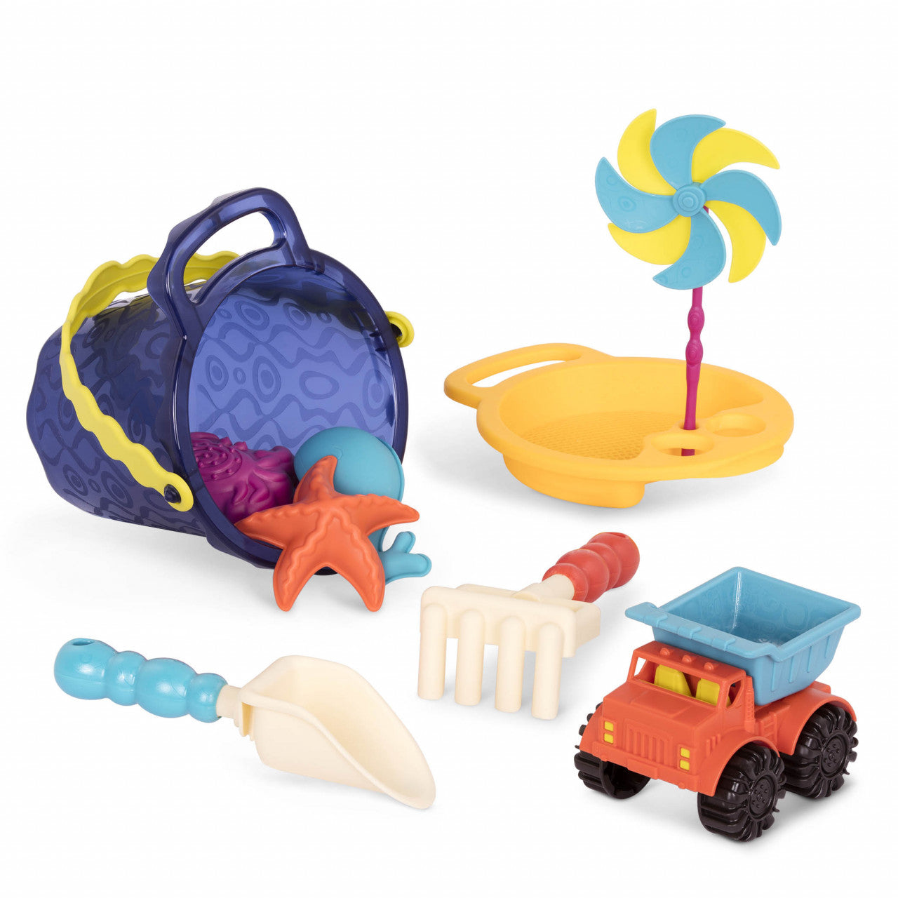 B.Toys Blue 9-Piece Sand Play Set Bucket