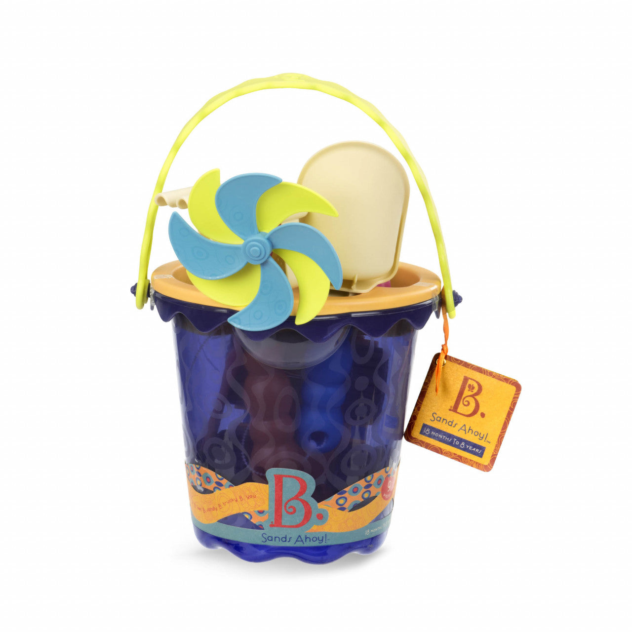 B.Toys Blue 9-Piece Sand Play Set Bucket
