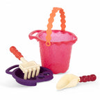 Red B.Toys Bucket with 9 Sand Toys