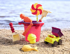 Red B.Toys Bucket with 9 Sand Toys