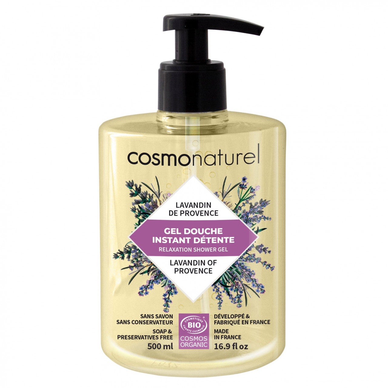 Relaxing Organic Lavender Shower Gel 500 ml COSMO NATUREL