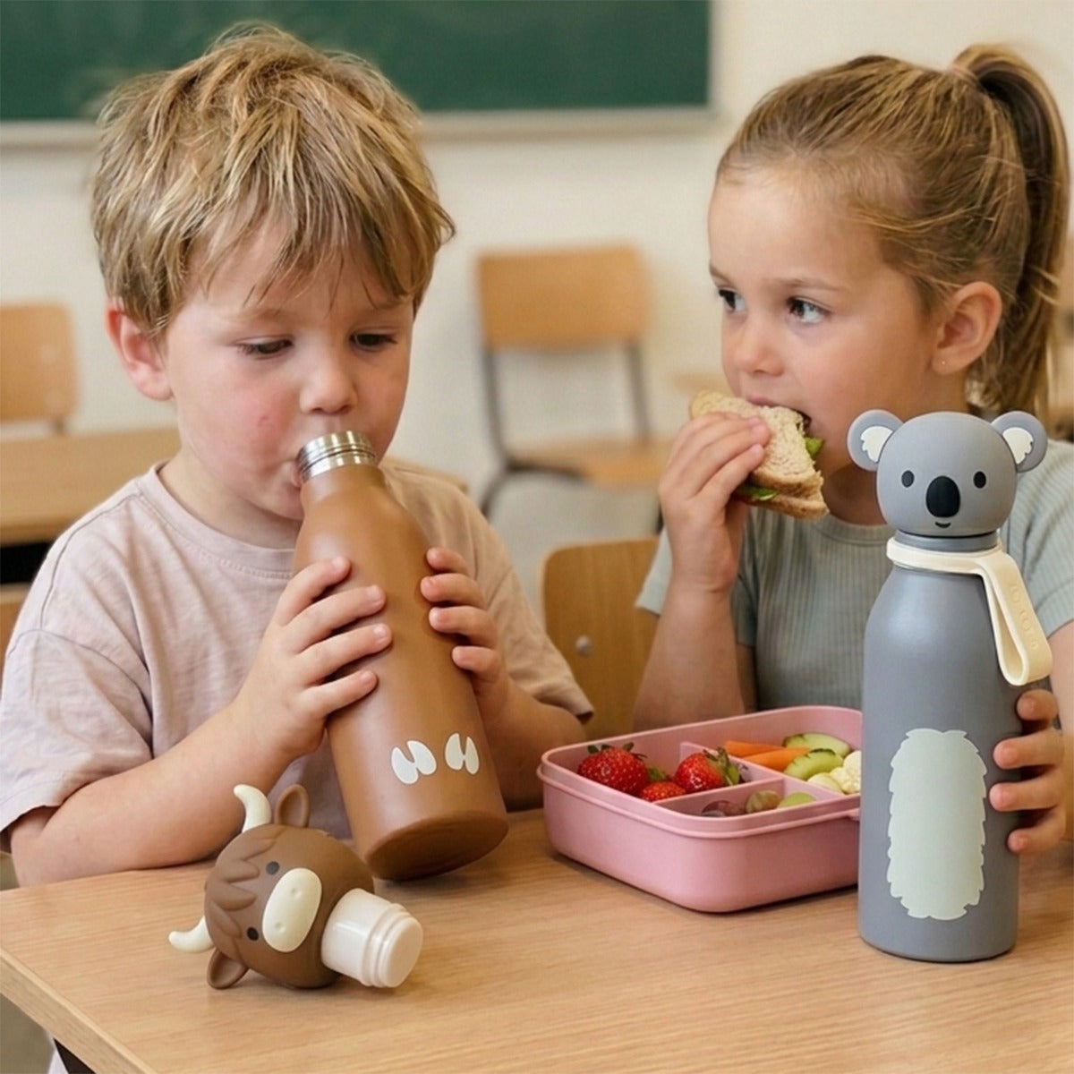 Zazu Kids Sticlă Termos din inox pentru copii 400ml ZAZU Fun Koala, izolatie perete dublu 0 luni+