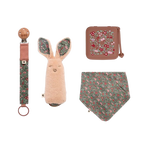 BIBS X Liberty Bundle - Set cutie cadou cu bavetica, cutie de suzeta, clip suzeta si jucarie multisenzoriala