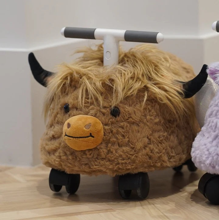Prince Lionheart Hairies Ride-On Inflatable Toy - Fun and Safe Ride for Kids, Highland Cow Scotch
