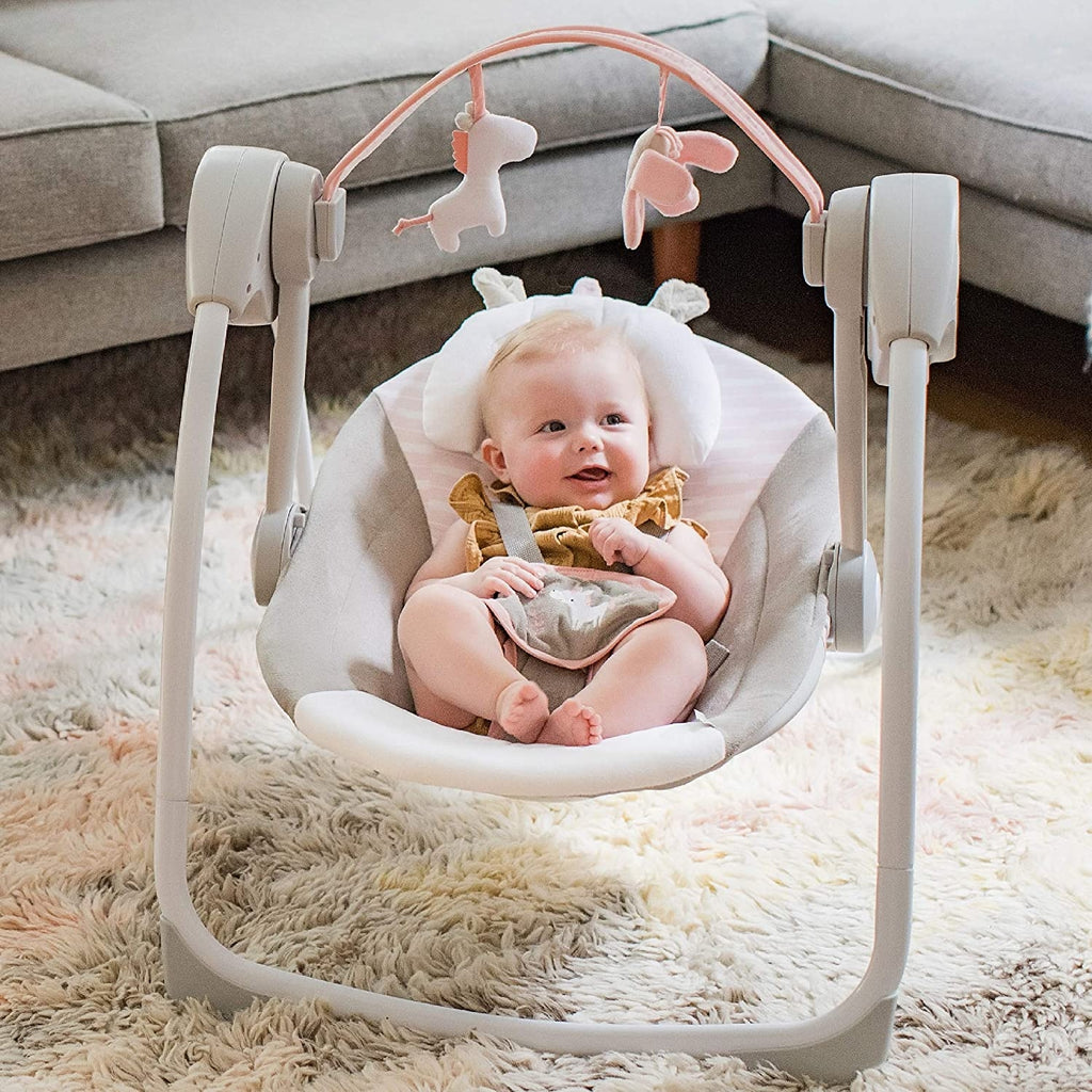 Ingenuity - Leagan portabil Comfort 2 Go Flora the Unicorn
