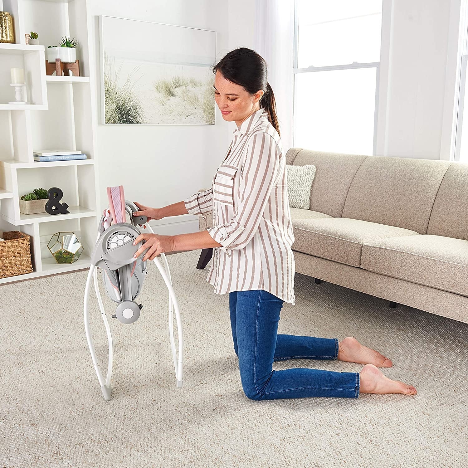 Ingenuity - Leagan portabil Comfort 2 Go Flora the Unicorn