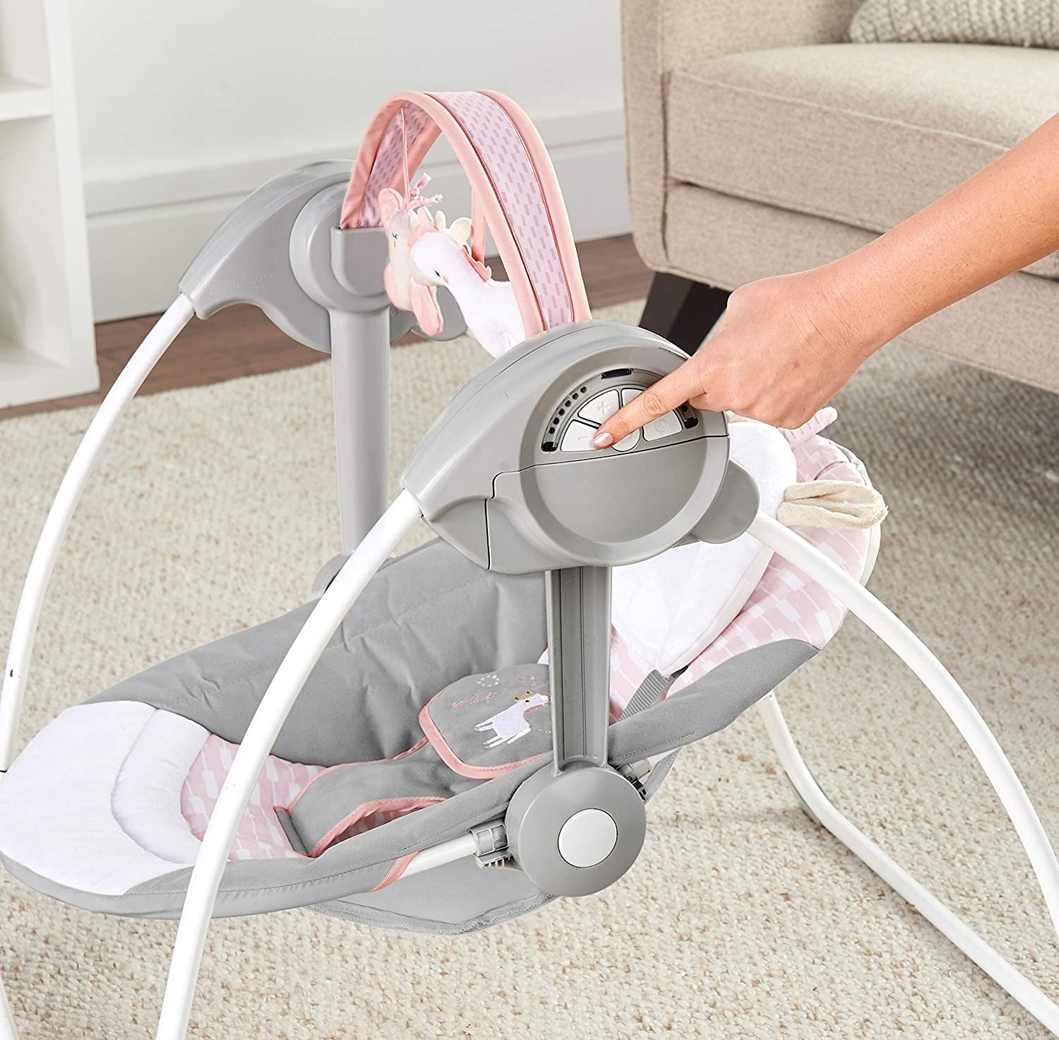 Ingenuity - Leagan portabil Comfort 2 Go Flora the Unicorn