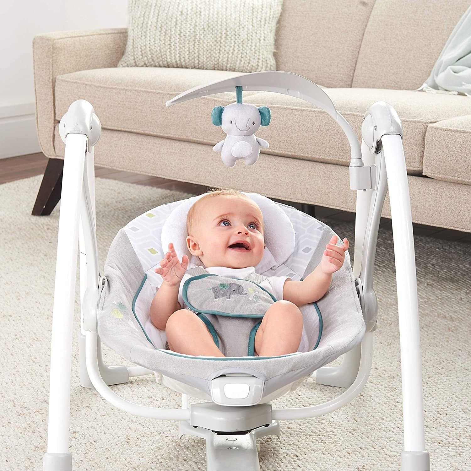 Ingenuity - Leagan portabil ConvertMe Swing 2 Seat Battery-Saver, Nash