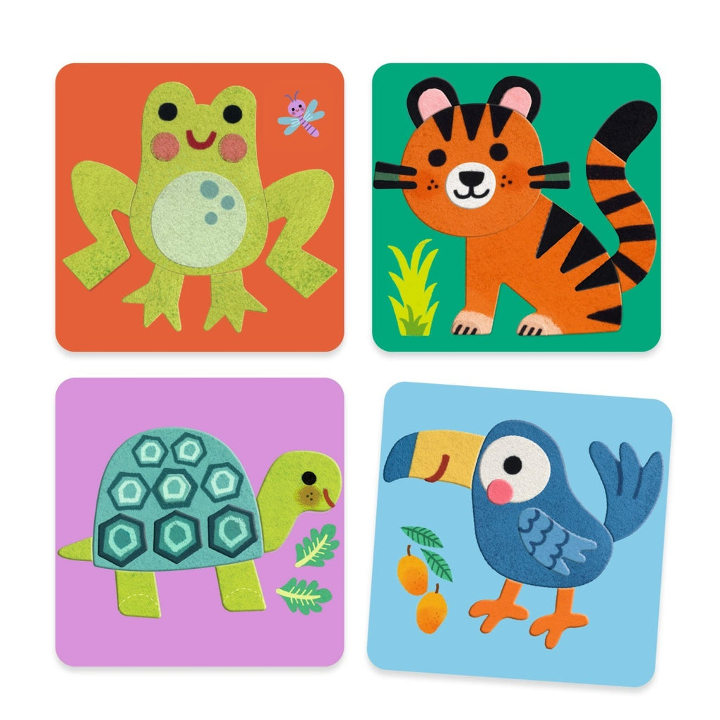 Joc creativ cu stickere din fetru Animalute moi, Djeco