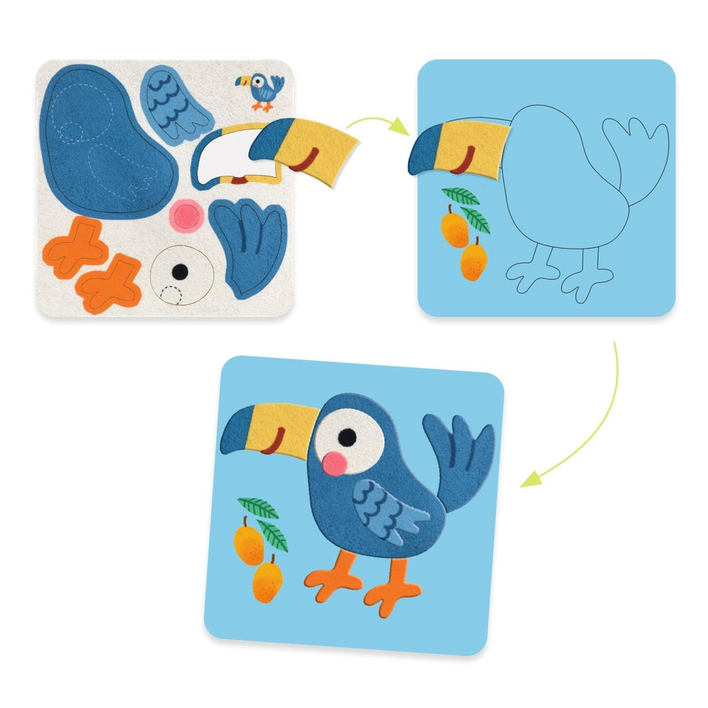 Joc creativ cu stickere din fetru Animalute moi, Djeco