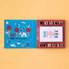 Londji Joc creativ ștampile Animale cu 16 ștampile din lemn, 4 tușiere colorate și caiet inclus