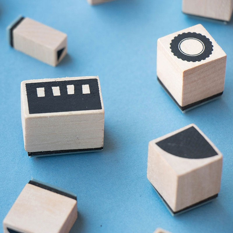 Londji Creative Stamp Set Vehicles 5 years+ wood rubber recycled cardboard