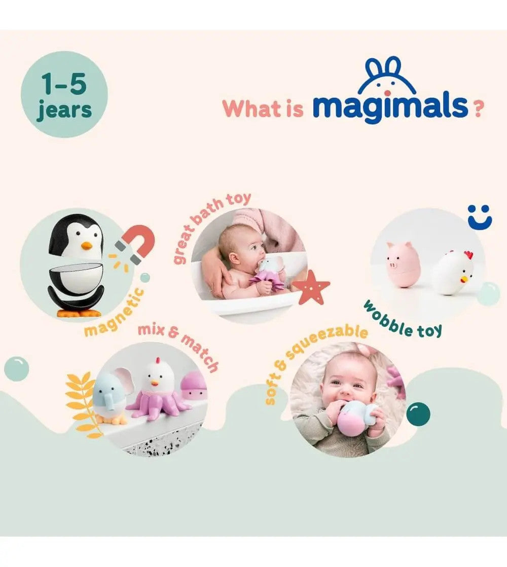 Joc cu magneti Magimals Pinguin si caracatita