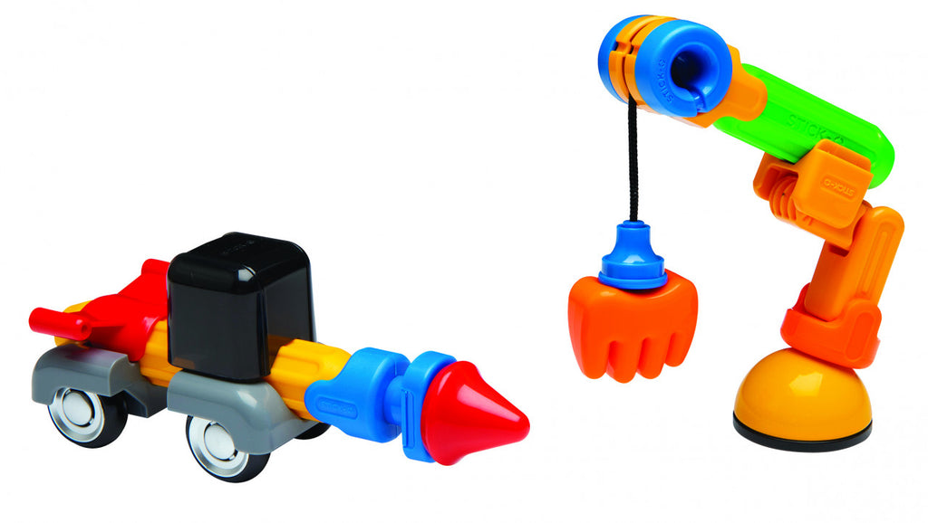 Joc cu magneti Stick-O, Set de construit vehicule, 26 piese