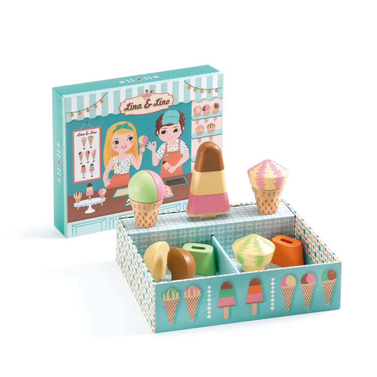 Joc de rol din lemn Gelateria Lina & Lino, Djeco