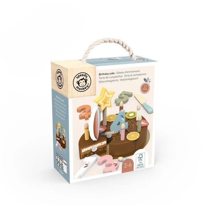 Speedy Monkey Joc de rol Tort aniversar din lemn certificat FSC, vopsele non-toxice, 3 ani+
