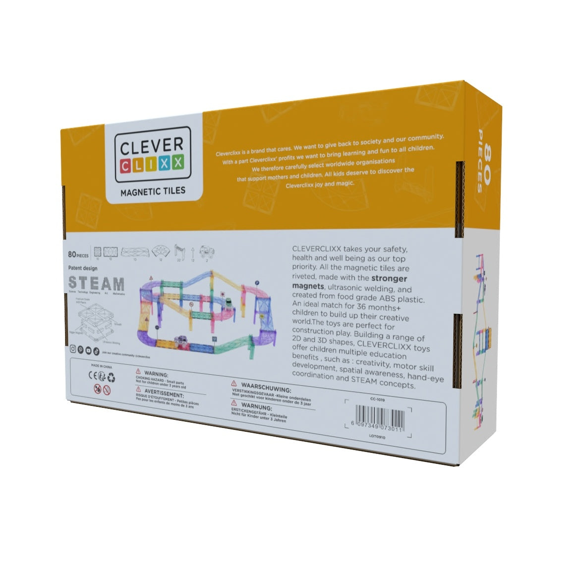 Jocuri magnetice Traseu de curse 80 piese pastel, Cleverclixx