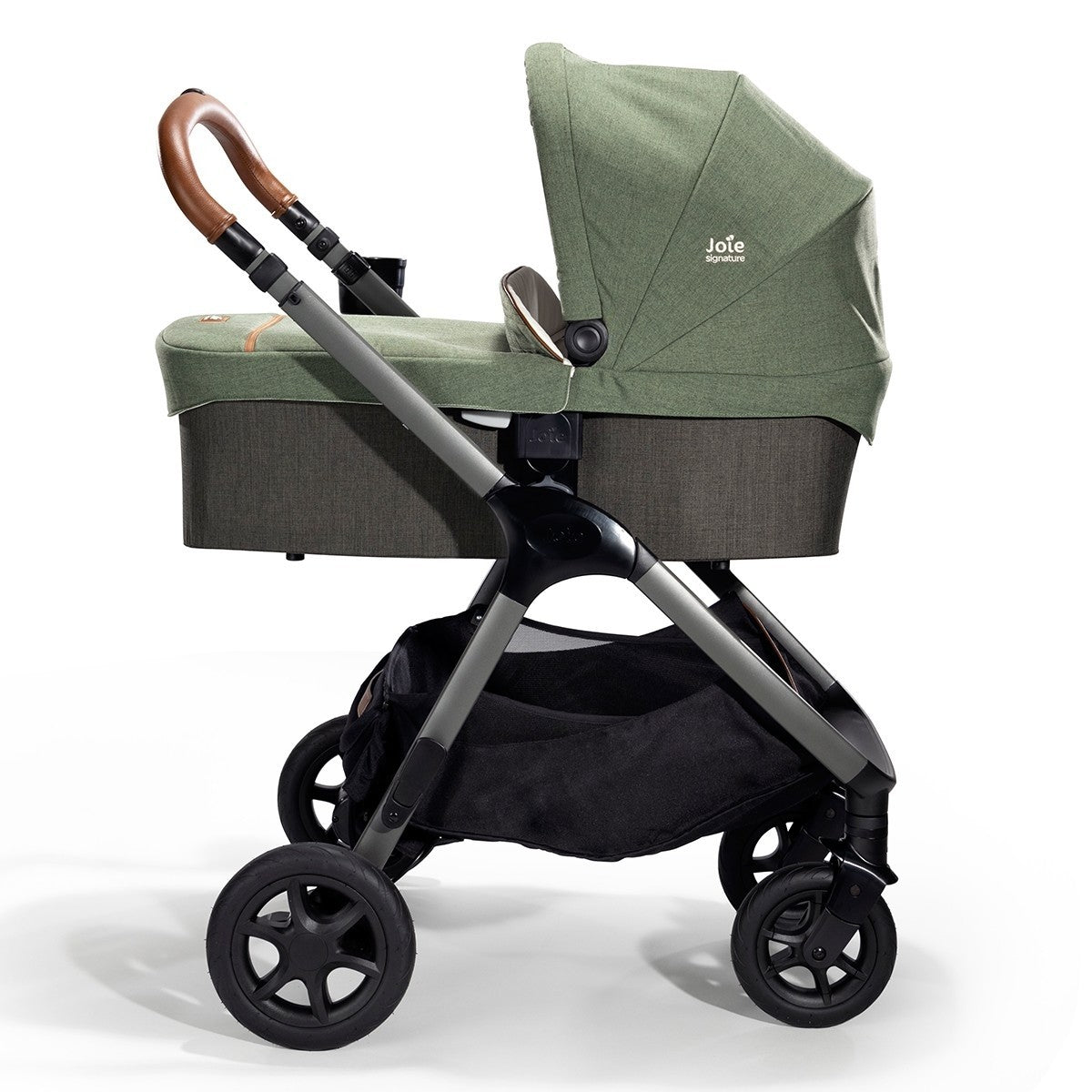 Joie - Carucior pentru copii multifunctional 3 in 1 Finiti Signature Pine/Laurel (Carucior Finiti Pine+ Landou Ramble XL Pine+ scoica i-Snug Laurel)