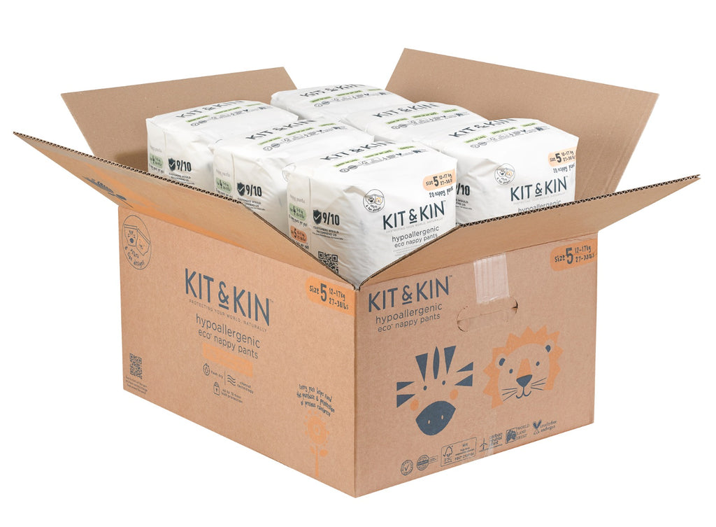 Eco-Friendly Hypoallergenic Diapers Kit&Kin Pull-Up Junior, Size 5, 12-17 kg, 120 pcs