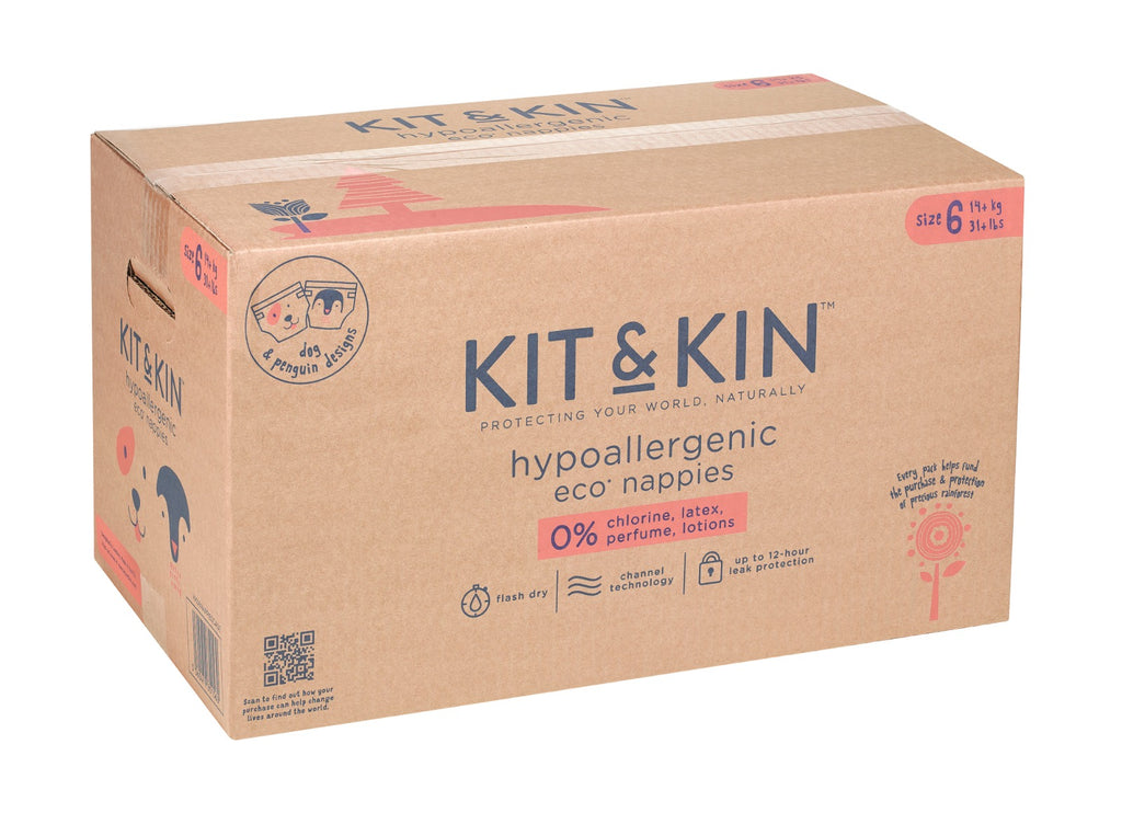 Kit and Kin Scutece Hipoalergenice Eco Marimea 6, 14 kg+, 96 buc, certificate FSC Dermatest Alergy Certified