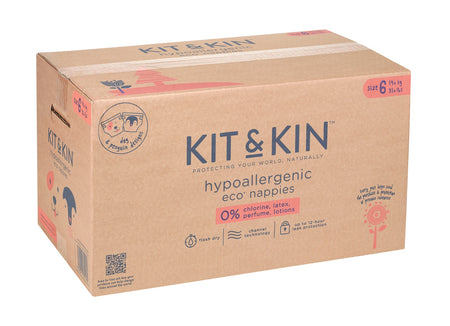 Kit and Kin Scutece Hipoalergenice Eco Marimea 6, 14 kg+, 96 buc, certificate FSC Dermatest Alergy Certified