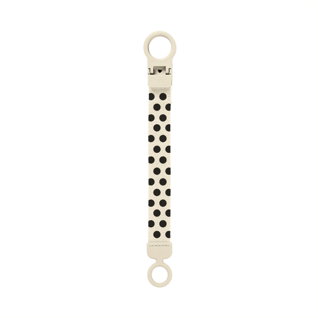 BIBS - Lantisor clip Loop pentru suzeta, Studio Collection Polka Dots, Ivory Black