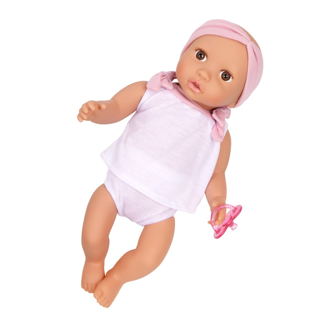 LullaBaby Papusa bebelus cu hainute in 2 piese si bentita roz, 35 cm