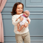 LullaBaby Papusa bebelus cu hainute in 2 piese si bentita roz, 35 cm
