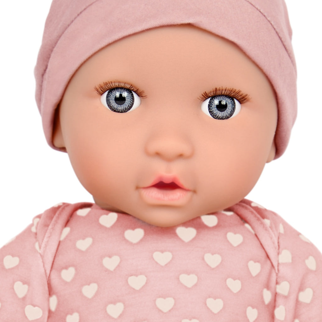 LullaBaby Papusa bebelus cu pijamale si caciulita roz, 35 cm