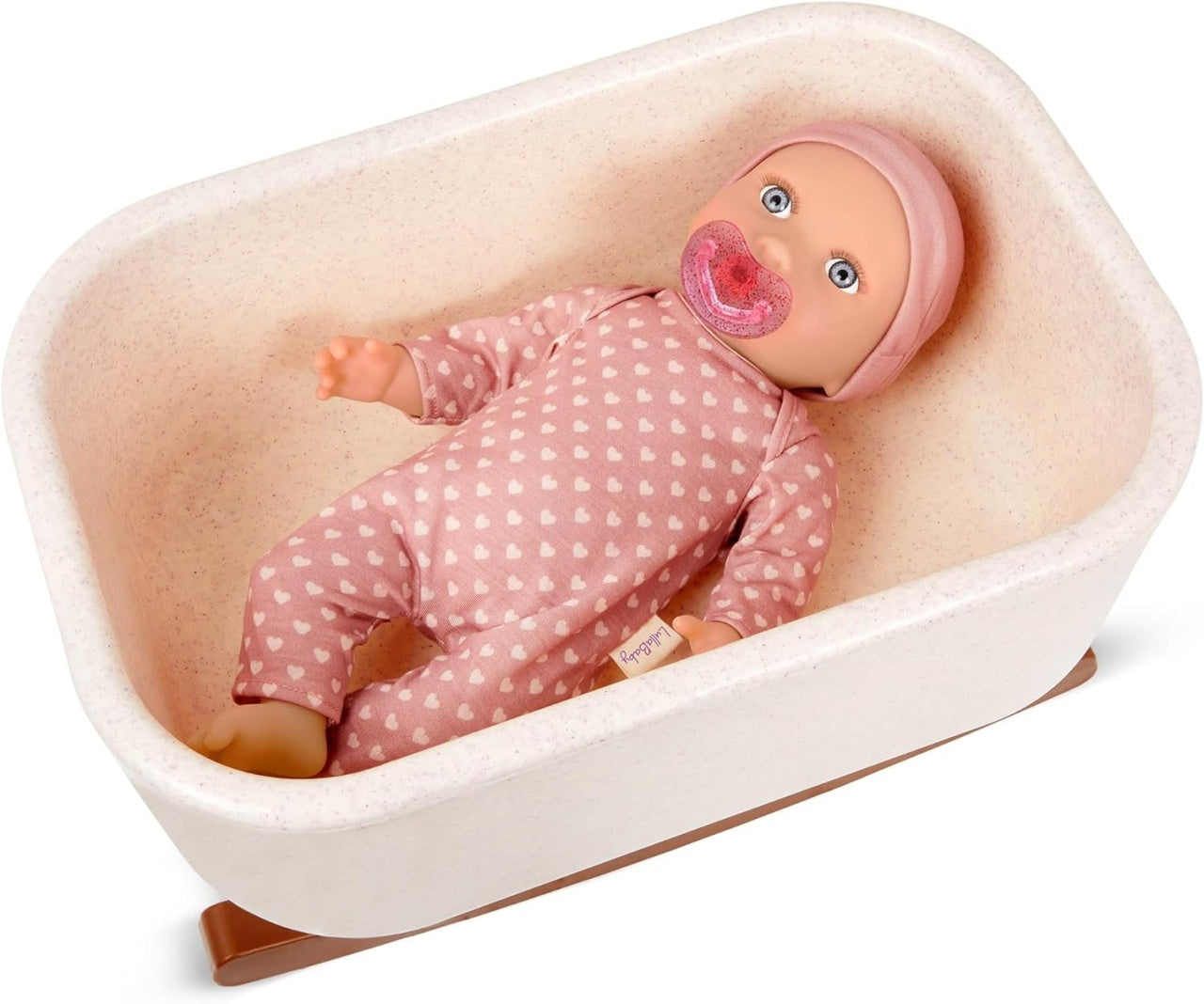 LullaBaby Papusa bebelus cu pijamale si caciulita roz, 35 cm