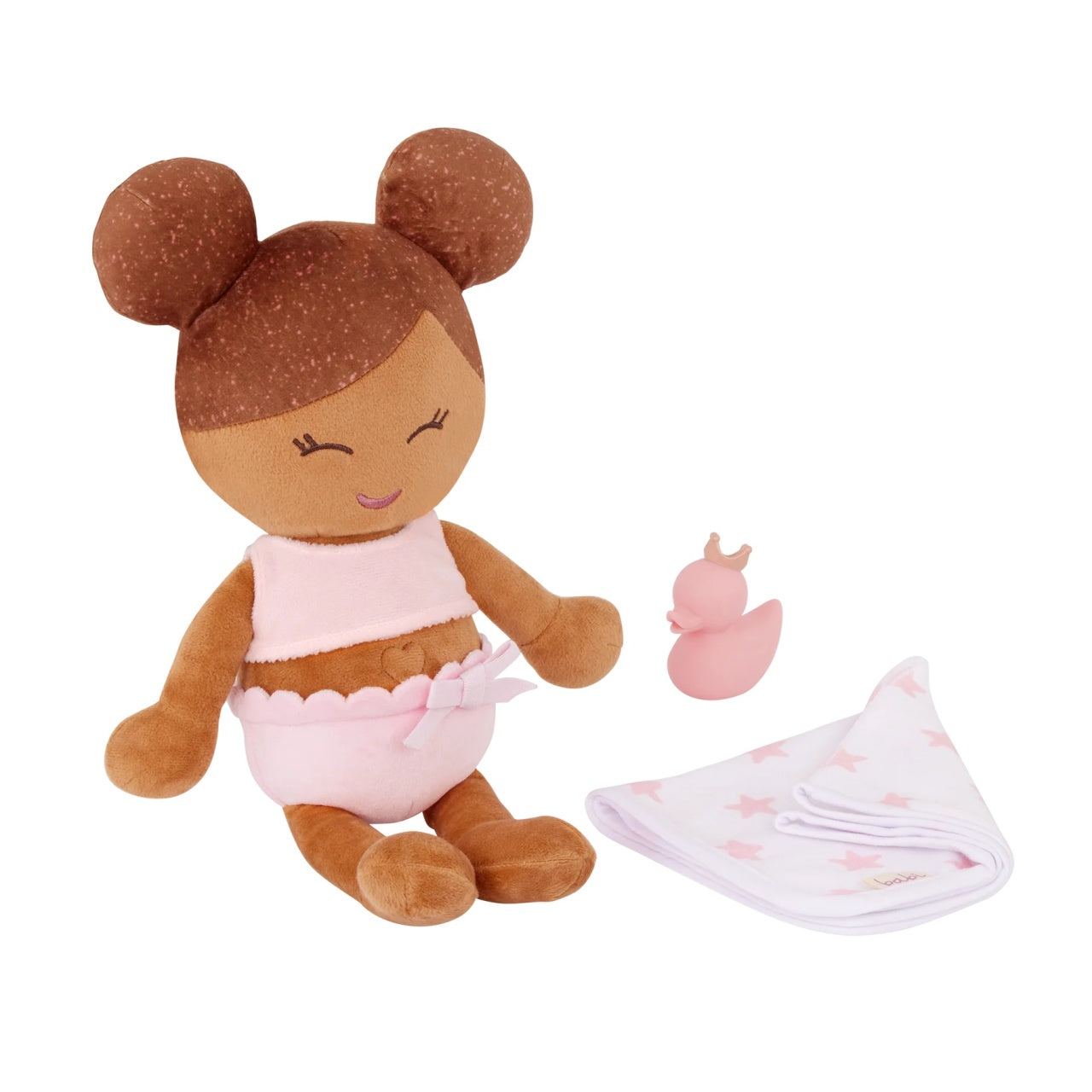LullaBaby Brunette Girl Doll for Bath with Accessories, 35 cm