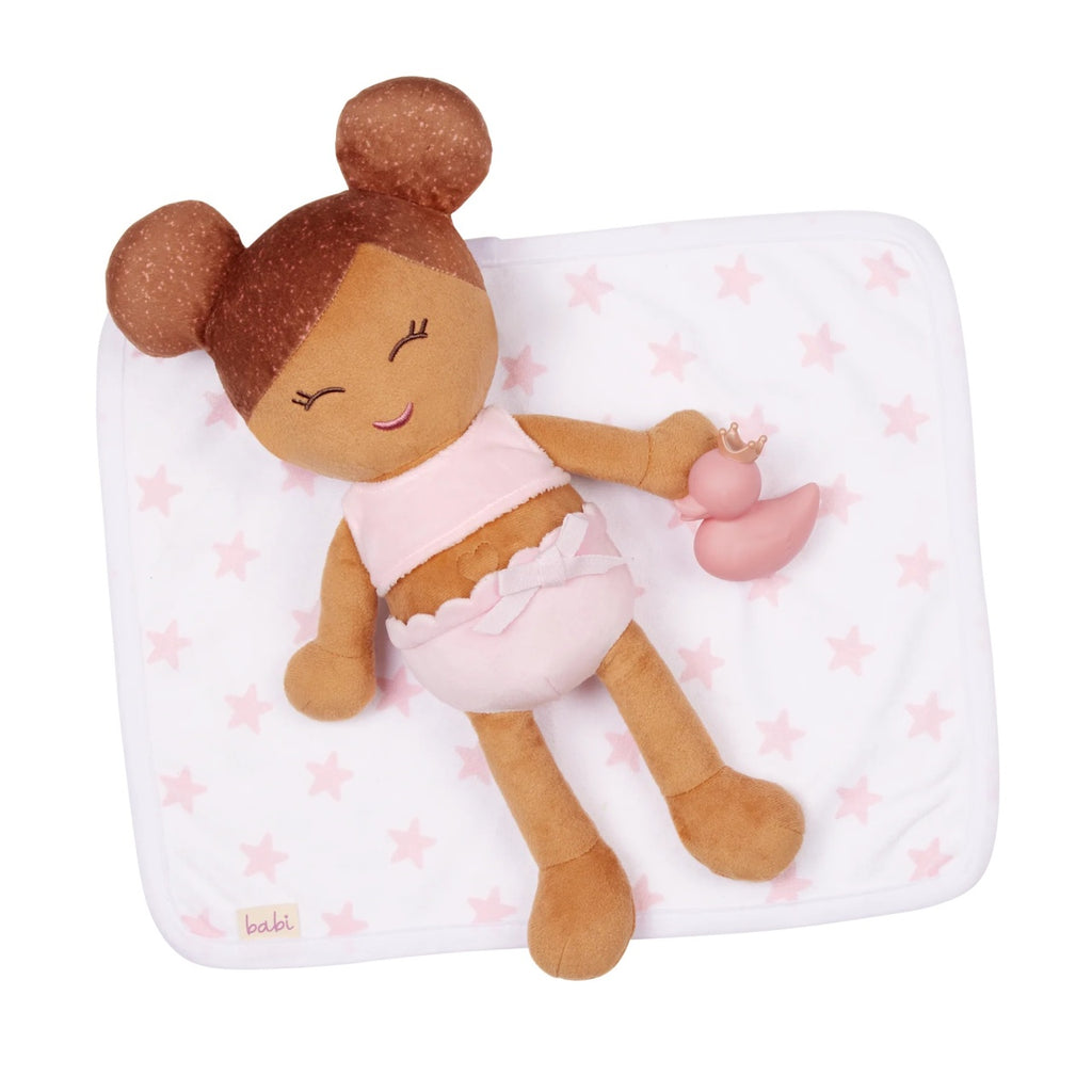LullaBaby Brunette Girl Doll for Bath with Accessories, 35 cm
