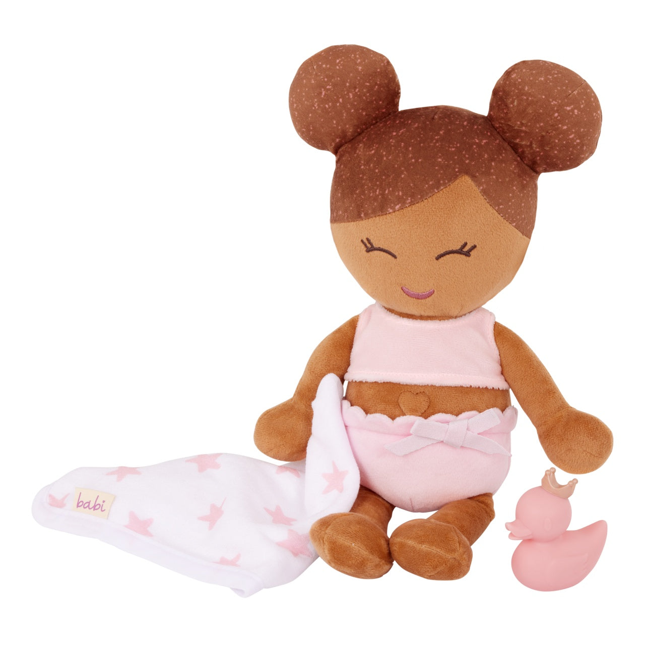 LullaBaby Brunette Girl Doll for Bath with Accessories, 35 cm