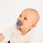 BIBS - Set 2 suzete Colour Studio Collection Polka Dots, tetina rotunda, 0 luni+-Baby Blue/Steel Blue
