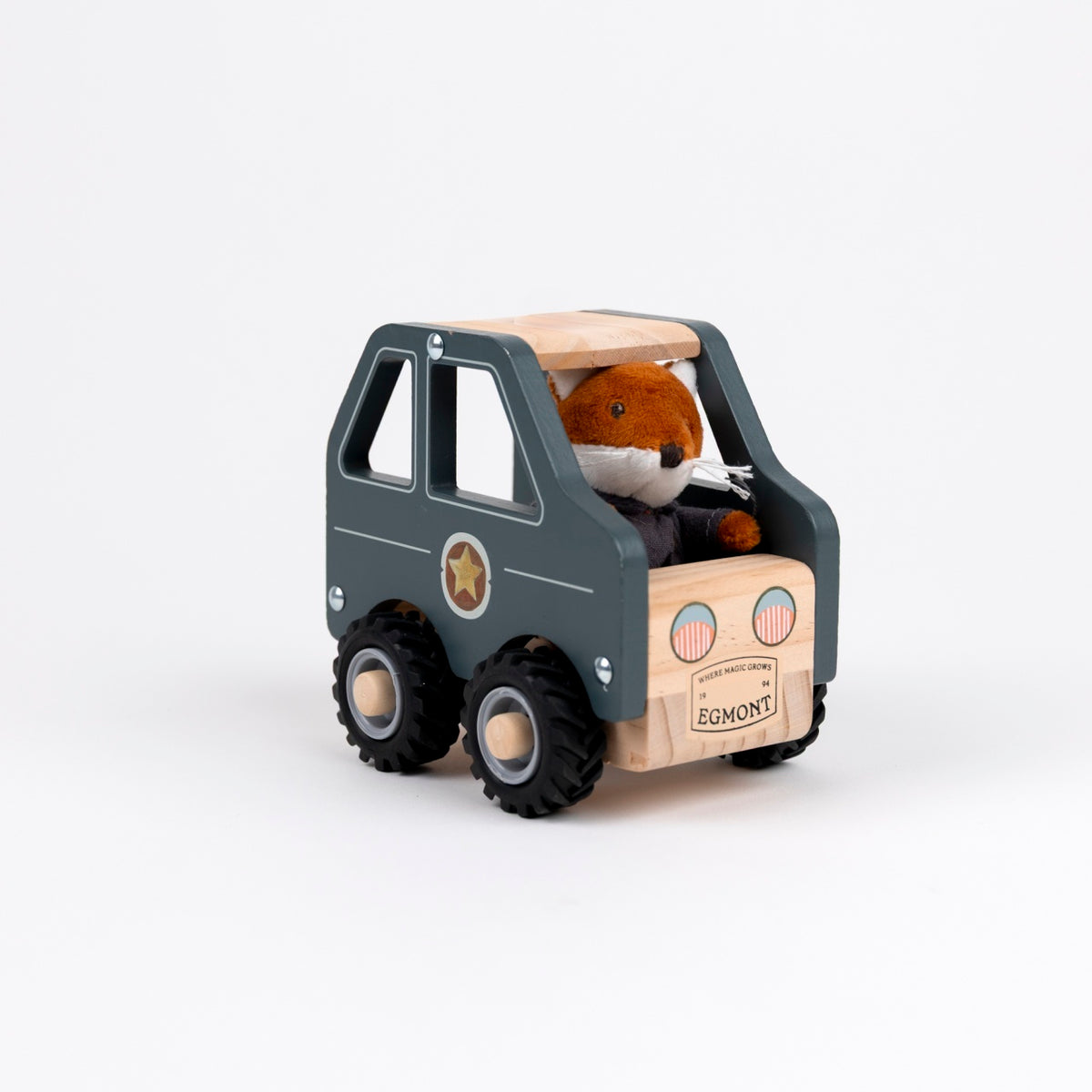 Egmont Toys Masina de politie cu mini figurina din lemn, colectia Miniature World, 18 luni, EN71 ASTM