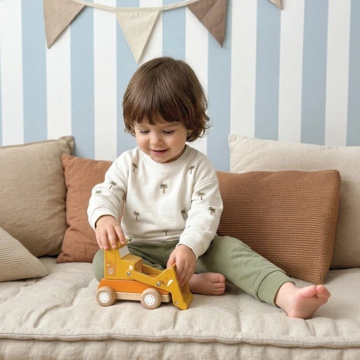 Speedy Monkey Masina de santier Buldozer din lemn certificat FSC pentru copii peste 2 ani