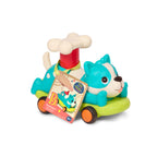 BToys Masinuta catel turcoaz cu sistem push&go, fara baterii, peste 18 luni