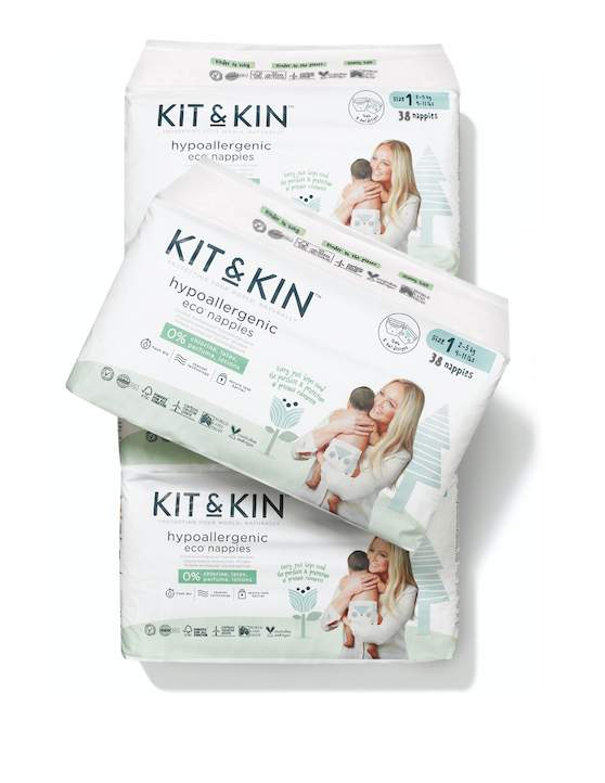 Scutece Hipoalergenice Eco Kit&Kin, Marimea 1, 2-5 kg, 38 buc