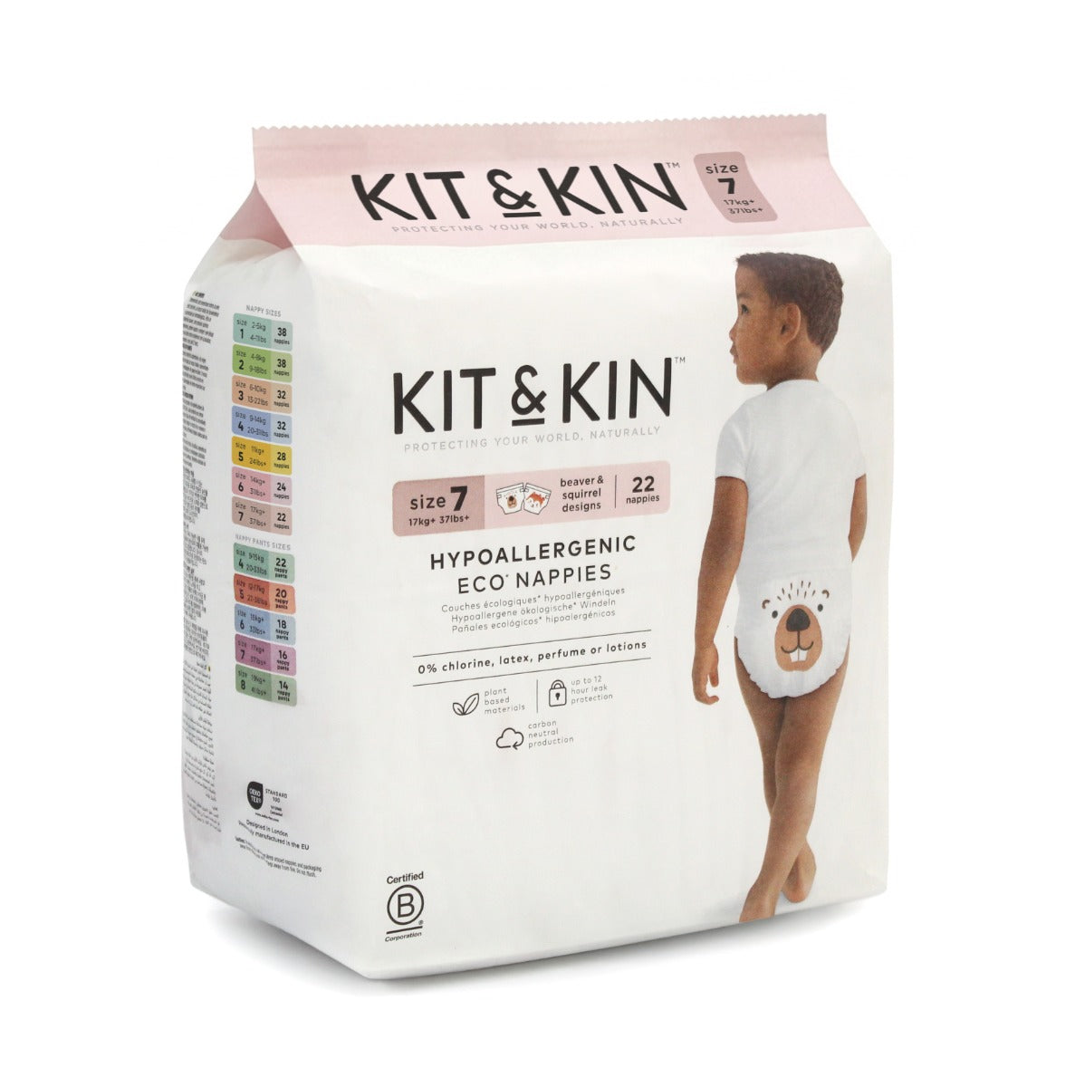 Scutece Hipoalergenice Eco Kit&Kin, Marimea 7, 17kg+, 22 buc