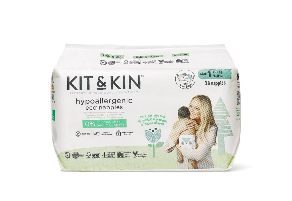 Scutece Hipoalergenice Eco Kit&Kin, Marimea 1, 2-5 kg, 38 buc