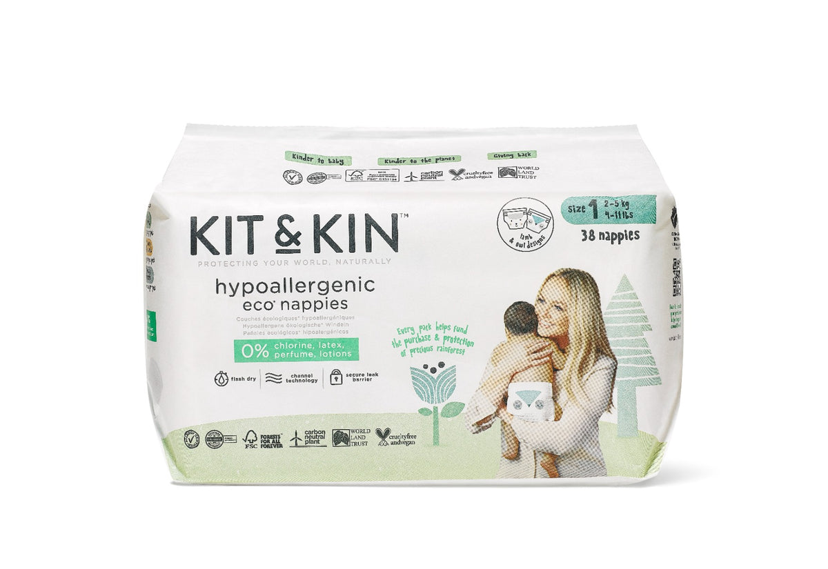 Scutece Hipoalergenice Eco Kit&Kin, Marimea 1, 2-5 kg, 38 buc