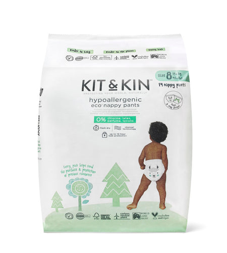 Kit and Kin Scutece Hipoalergenice Eco Chilotel YP2 Marimea 8 19 kg+ 14 buc certificate FSC Carbon Neutral