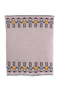 Grey Knitted Cotton Blanket with Colorful Monkeys